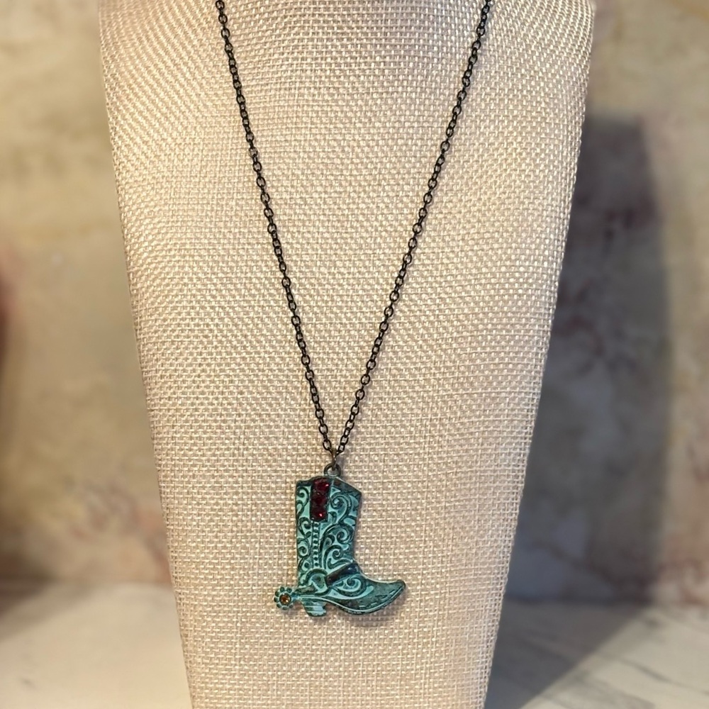 Turquoise Boot Pendant Necklace